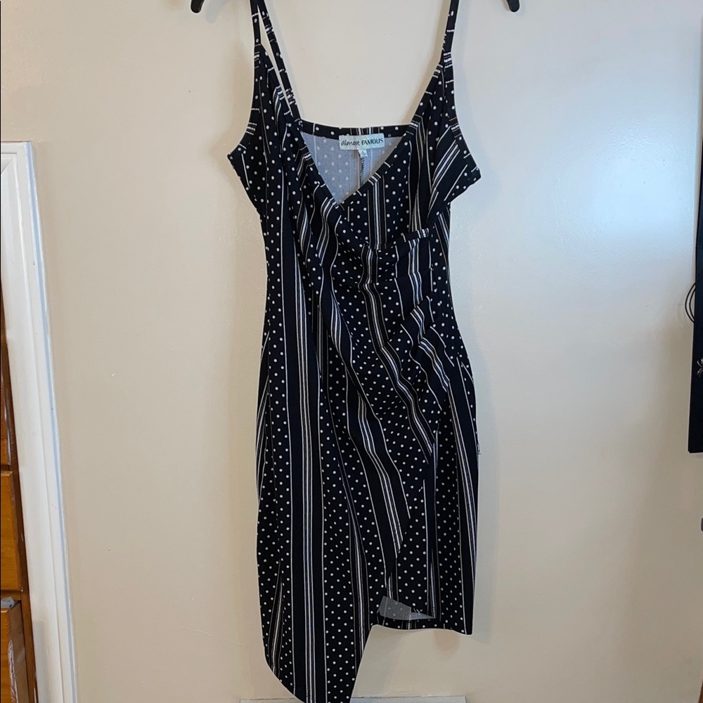 Black and White Striped & Polka Dot Slip Dress